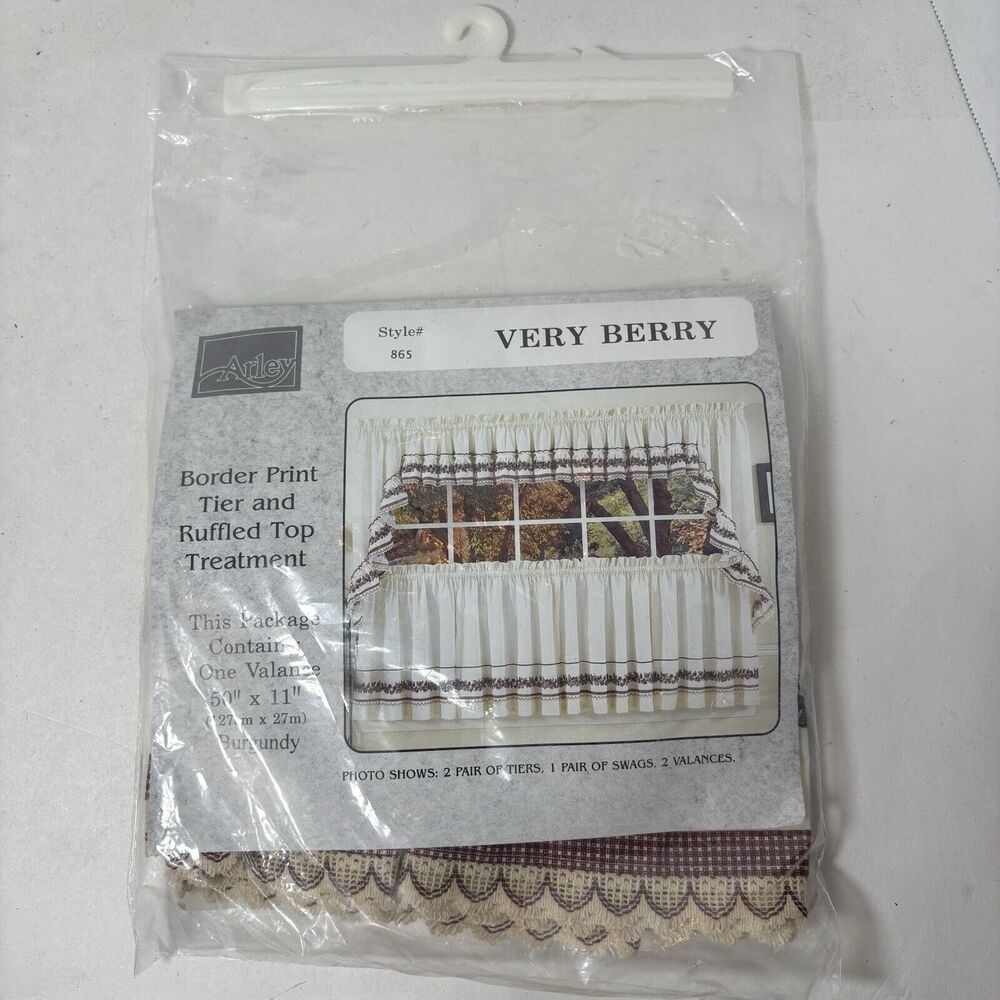 Arley Valance‎ Very Berry Burgundy 865 50" x 11" Border Trim Ruffled Top Vtg B2